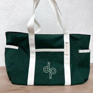 NWT Anthropologie Daily Practice Canvas Tote Green & White / Tennis Prep